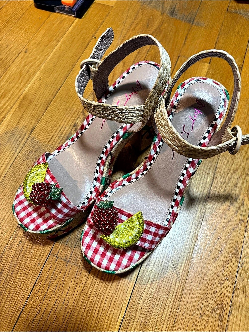 Betsey Johnson Cheyne Gingham Heels US 8.5